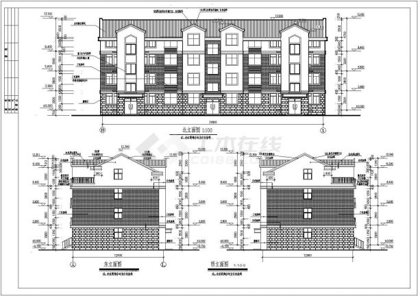 某地4层砖混结构别墅楼建筑设计施工图-图二