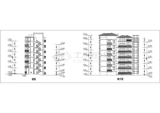 某地六层小区居住楼建筑设计扩初图-图二