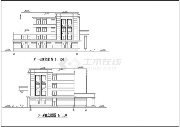 某地4层中学教学楼建筑设计方案图-图二