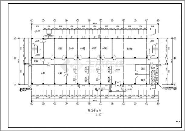 办公宿舍楼建筑结构施工全套方案设cad计图纸-图一