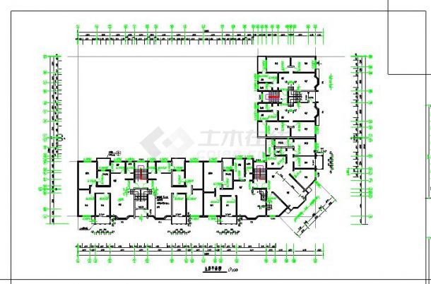  六层L型住宅三单元混合户型cad设计图-图二