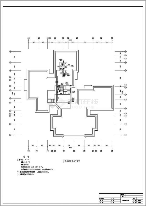 某高层楼房给排水系统设计施工CAD图-图二