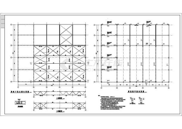 33米跨门式钢架厂房结构设计cad图纸-图一