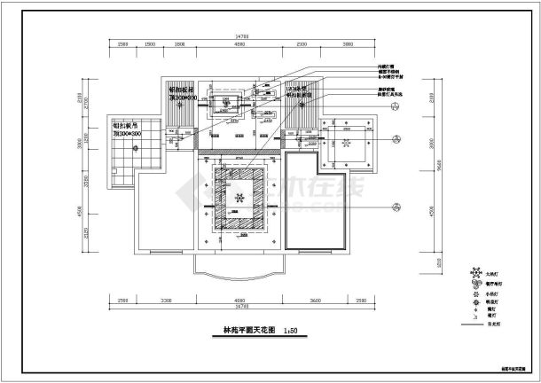 简单大户型室内家居装饰设计cad平立面施工图-图二