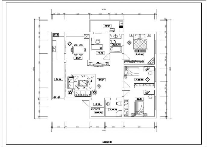 经典三室家装装修cad设计平面施工图纸线路图_图1
