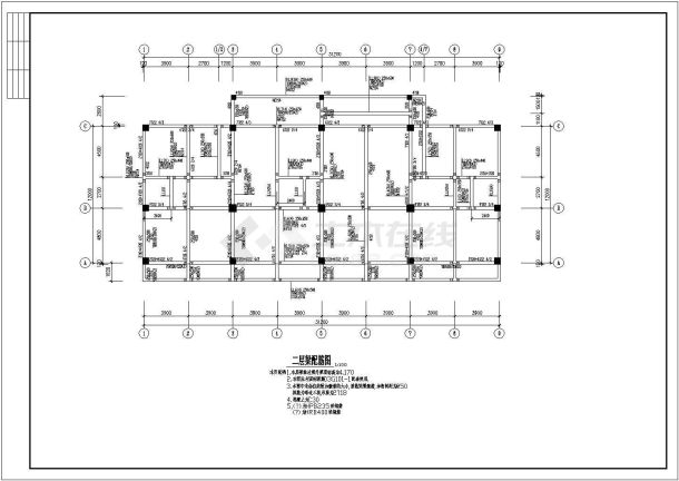 某地区框架结构商住楼cad结构施工图-图一