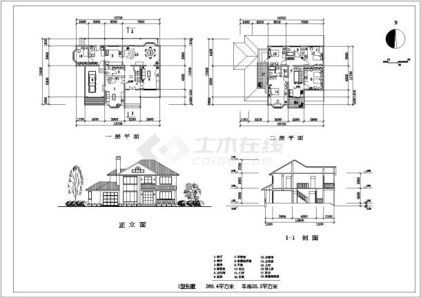 某地区豪华别墅建筑全套cad施工图纸-图二