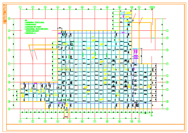 某住宅楼地下车库框架结构设计施工CAD图纸-图一