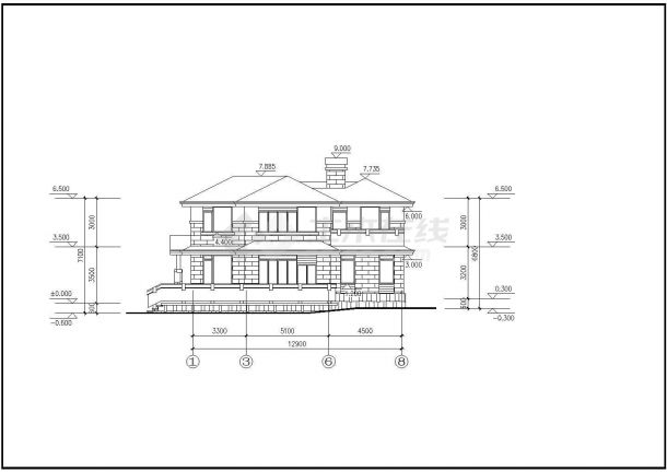 某地二层私人别墅建筑方案设计图纸-图一
