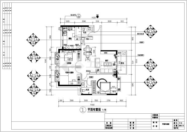 某地小区三室二厅房屋装修设计施工图-图一