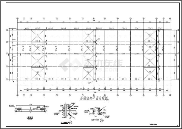 某地一层钢桁架结构屋面加层改造结构施工图-图二