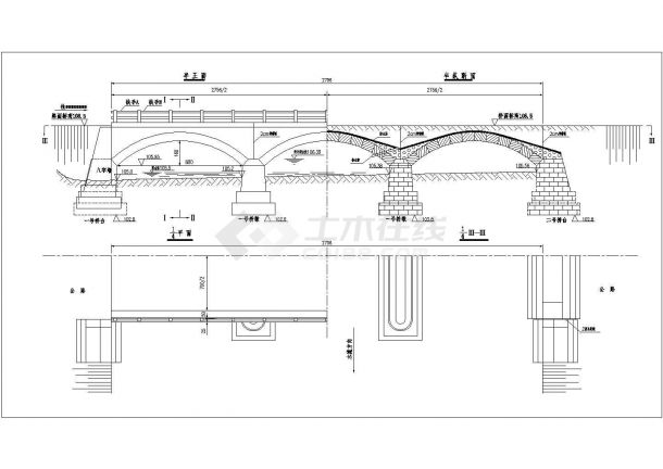 某干渠（双拱双跨）渡槽工程设计图纸-图二