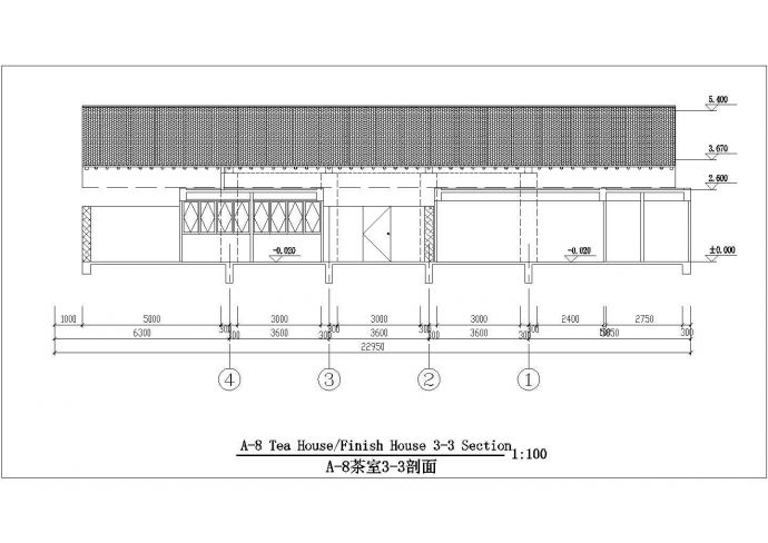 渡假村茶室建筑施工CAD设计图纸_图1