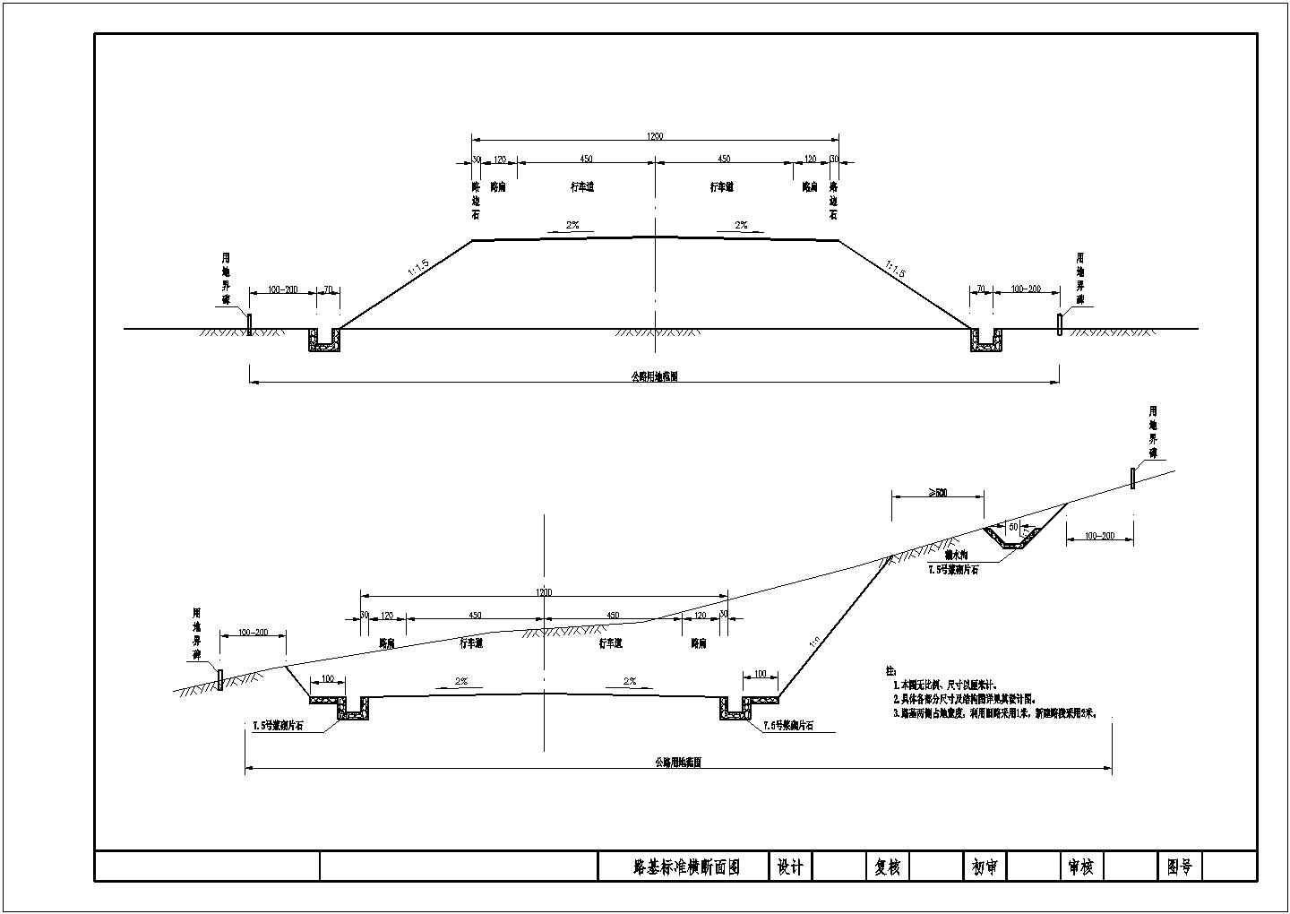 路基各工况（挖方、填方）标准横断面图