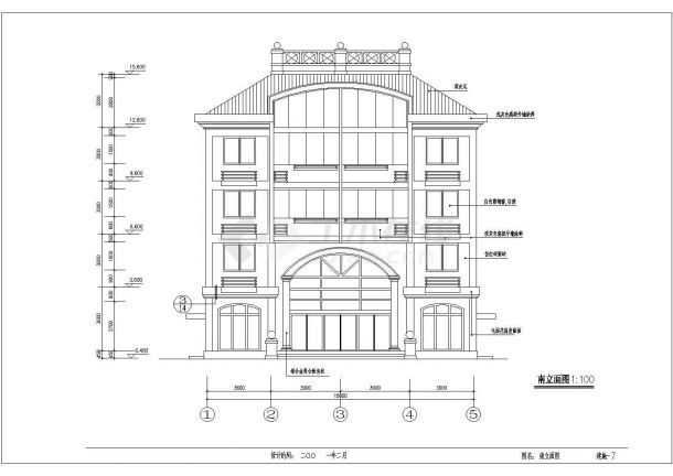 某地4层欧式风格住宅楼建筑方案设计图-图二