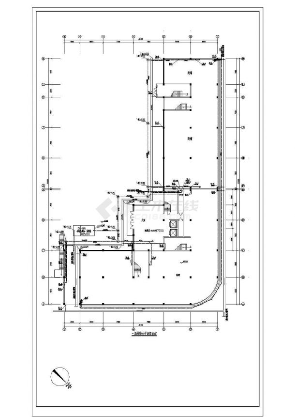 某七层框架结构宾馆给排水消防设计施工图-图一