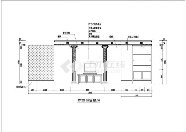 星级酒店内ktv包厢装修的完整cad施工图纸-图二