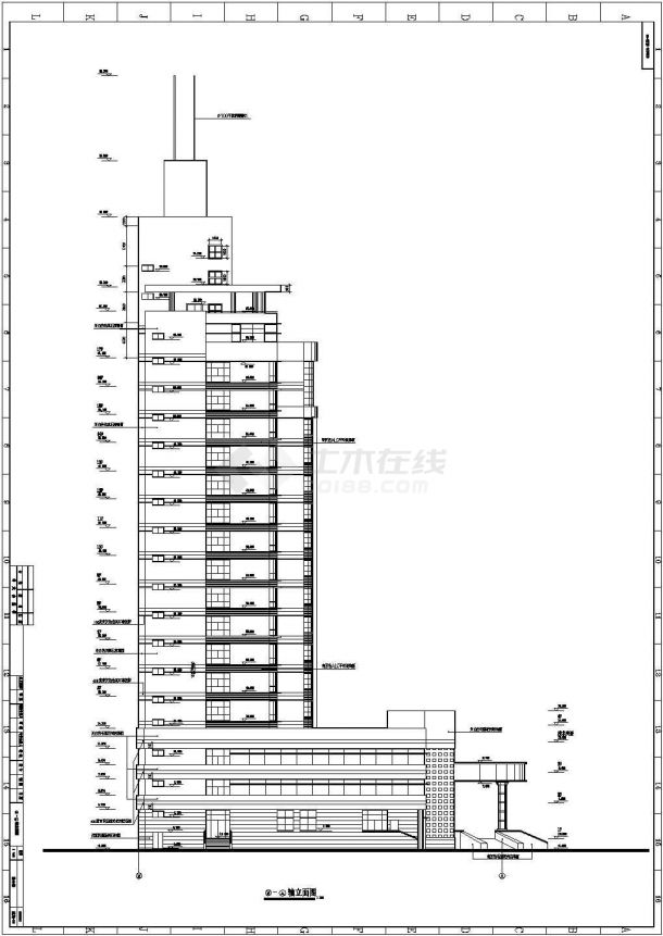 青岛医院综合楼全套建筑施工设计CAD图-图二