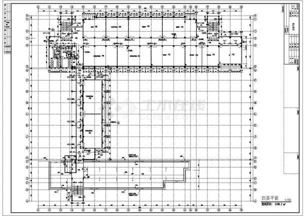 一栋某大学的完整的CAD教学楼设计建筑图纸-图二