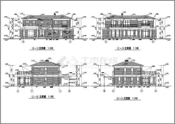 某欧式别墅混合结构建筑CAD设计施工图-图一