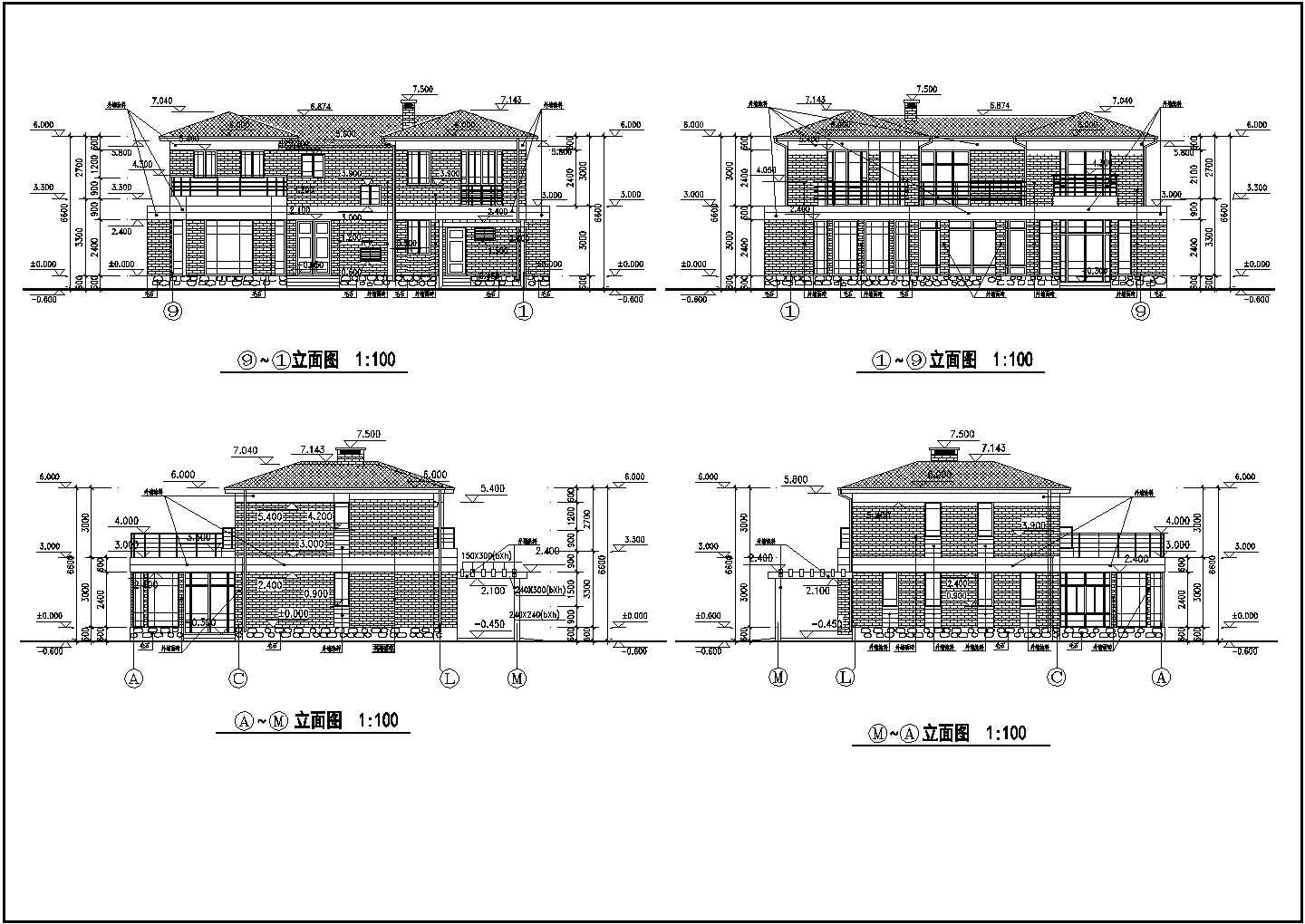 某欧式别墅混合结构建筑CAD设计施工图
