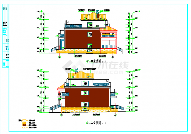 某市商业别墅混合结构建筑CAD设计施工图-图二