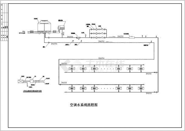 大商场水源热泵空调系统cad施工设计方案图-图二