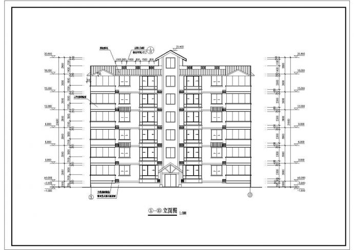 某地六层公寓式居民楼建筑设计图纸_图1