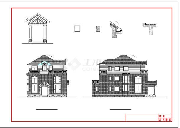 某框架结构3层独栋别墅建筑设计及图含效果图-图二