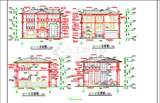 某地B型三层独立别墅建筑设计施工图含效果图-图一