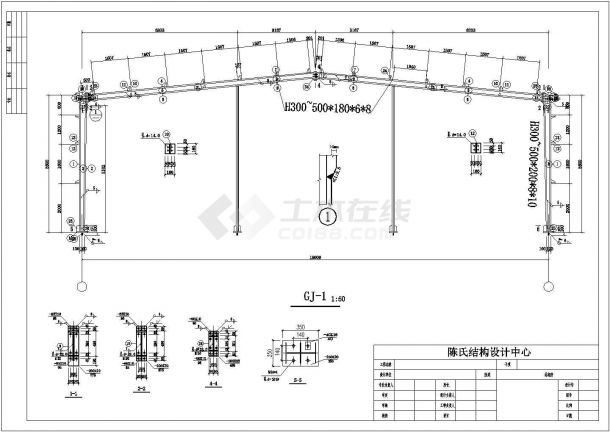 某地19m跨单层门式刚架结构厂房结构施工图（不含基础）-图二