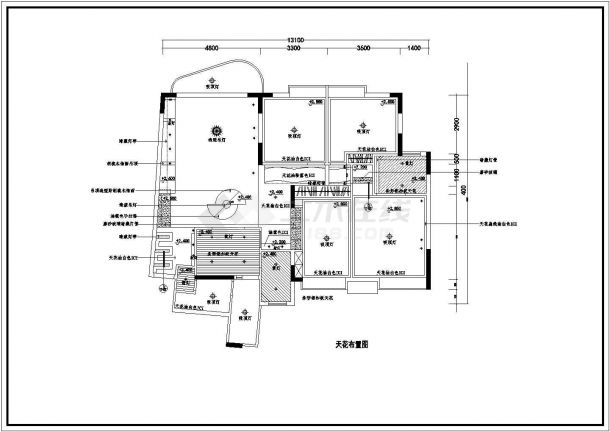 一室一厅小户型室内装修cad设计平面施工图-图二