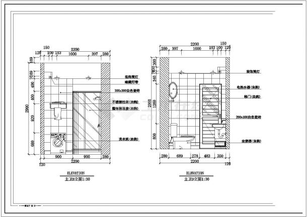 卧室经典装修设计cad立面施工方案图-图二