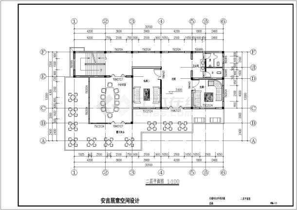 二层框架结构锁具茶楼建筑设计图-图二