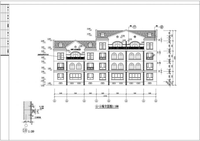 某地4层砖混结构叠排别墅带会所施工图_图1
