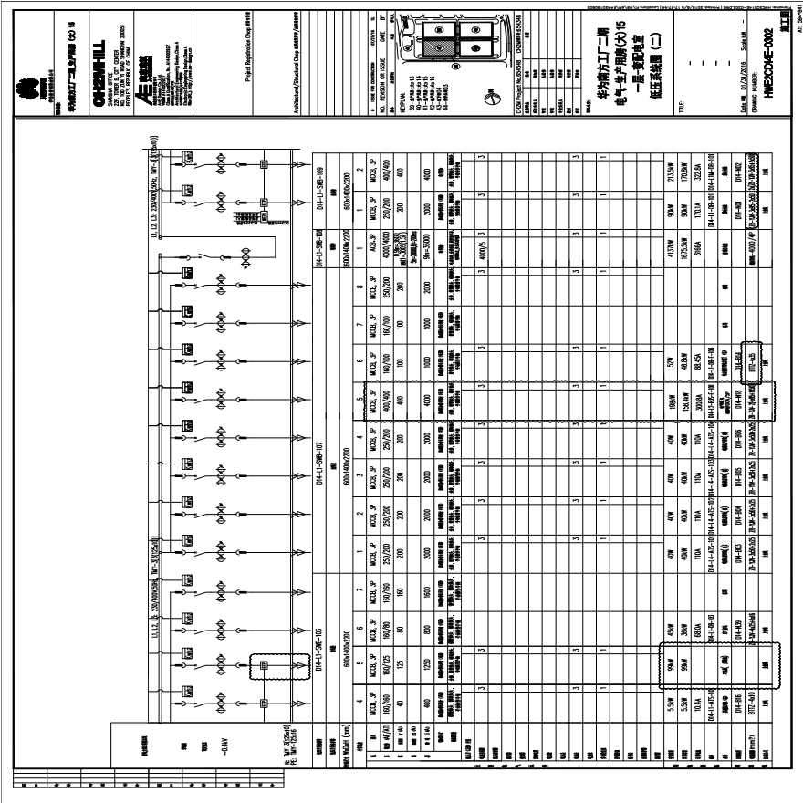 HWE2CD14E-0302电气-生产用房(大)15一层-变配电室低压系统图（二）.PDF-图一