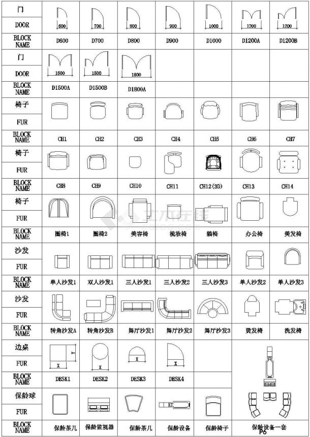 室内装修用各种家具CAD分类图库-图二