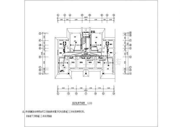 某地区某大学教职工住宅楼电气设计CAD施工图纸-图二