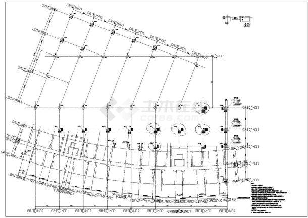 某地区建筑框架结构办公楼cad施工图纸-图一