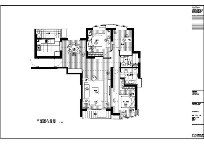某地三室两厅一厨两卫装饰设计施工图_图1