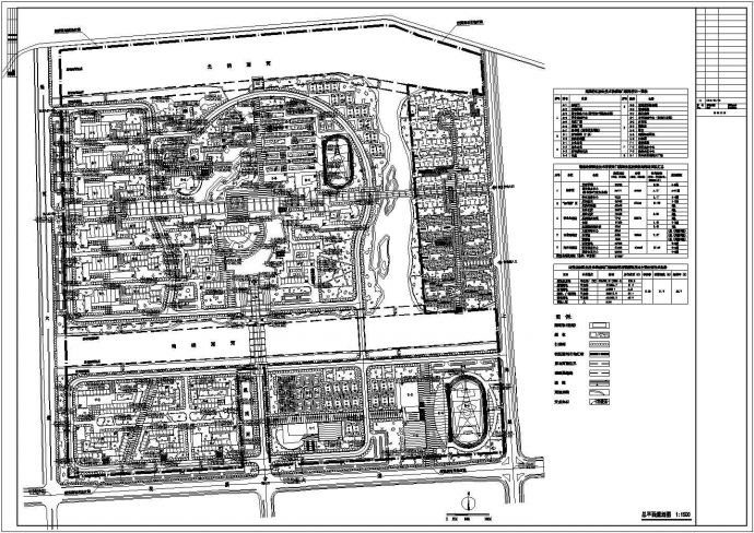某大学滨海校区总平面初步规划方案图_图1