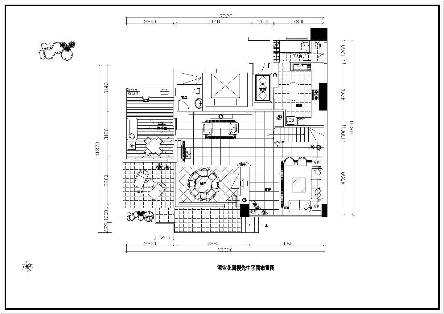 某市休闲框架结构别墅装修CAD设计施工图