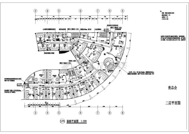 某夜总会室内装修平面施工设计cad图-图一