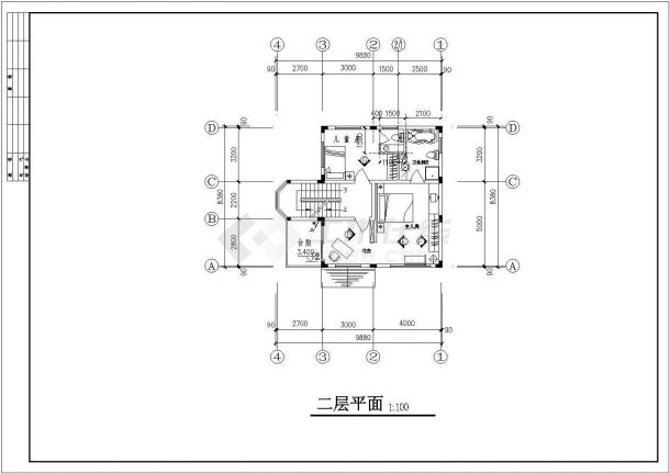 某地高档框架结构别墅装修CAD设计施工图纸-图二