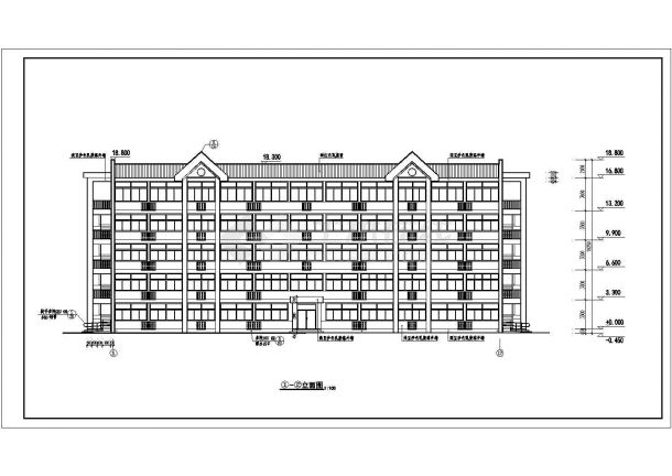 某地区多层宿舍楼CAD平、立面设计方案图纸-图一