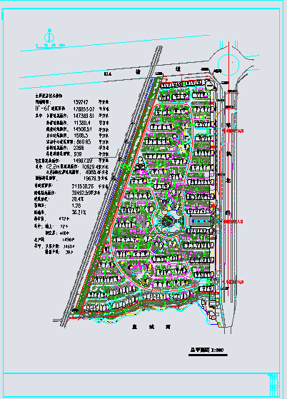 襄河湾小区总平面规划设计初步方案图