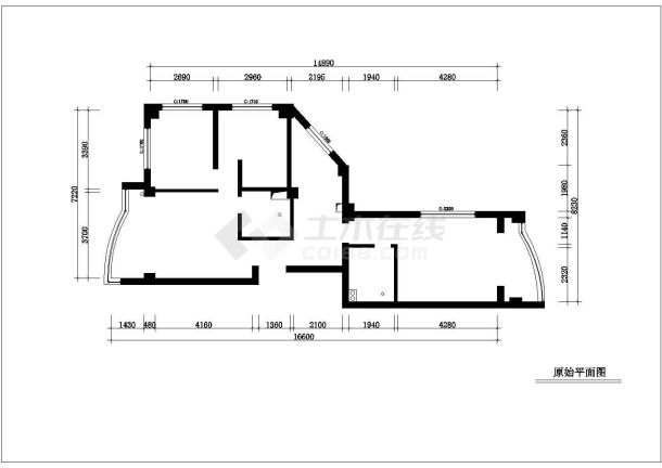 70平米小两居家装设计的完整cad平面施工图纸-图一