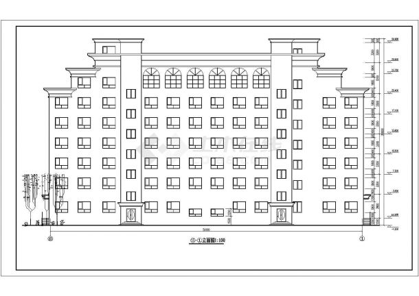 某七层框架结构简欧风格办公楼建筑设计施工图-图一