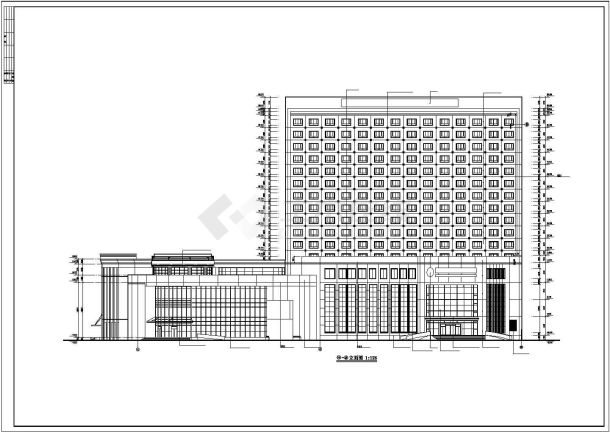 某地区大酒店建筑设计施工cad图-图一