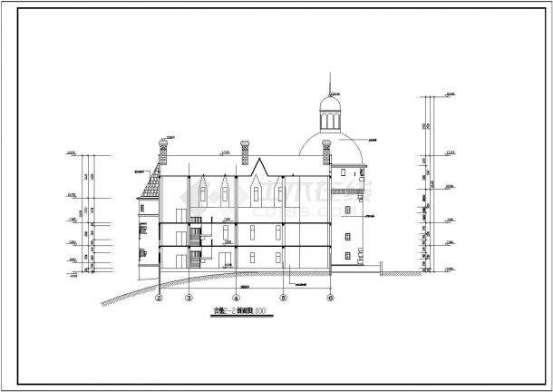 某三层法式别墅建筑设计CAD施工大样图-图二